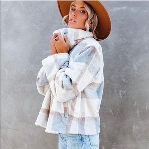 Vici plaid faux fur coat